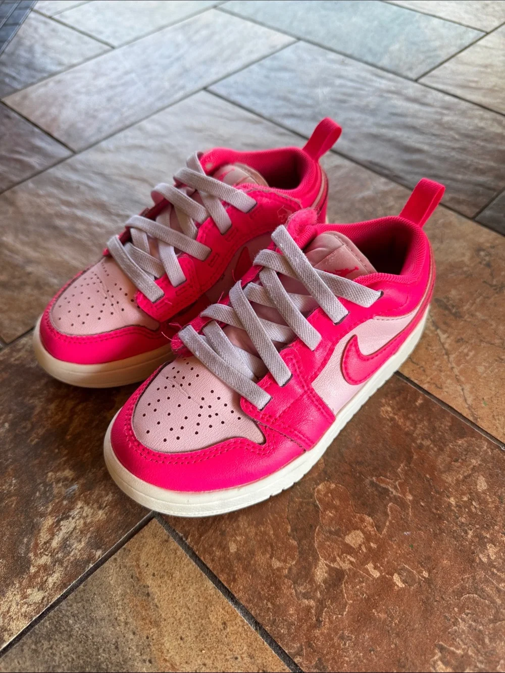 Nike Air Jordan Kids Hot Pink and Light Pink Low-Top Sneakers size (12c)